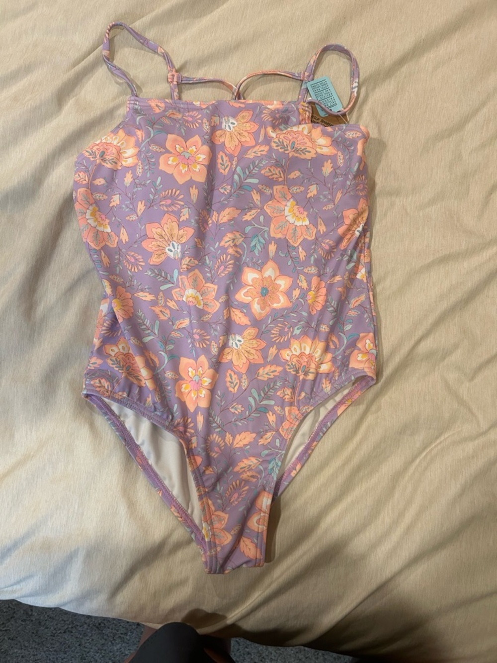 Billabong Kids One-Piece Swimsuit - Lavender with Peach Floral